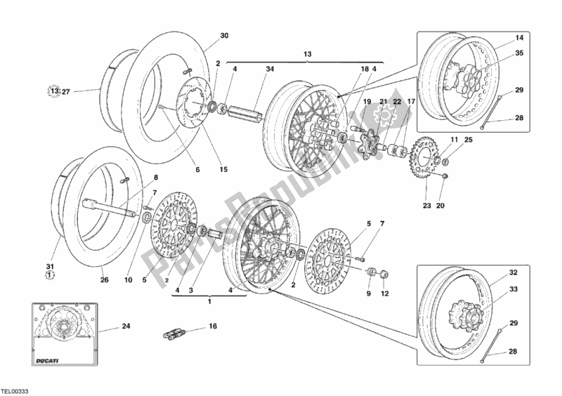 All parts for the Wheels of the Ducati Sportclassic Sport 1000 USA 2008